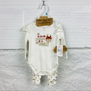 NWT BABY ESSENTIALS four piece christmas tis the season to sparkle polkadot 6M